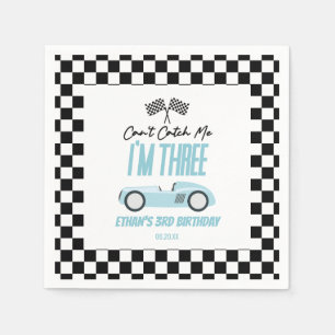 Can't Catch Me Blue Race Car 3rd Birthday Party Napkins