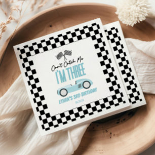 Can't Catch Me Blue Race Car 3rd Birthday Party Napkins