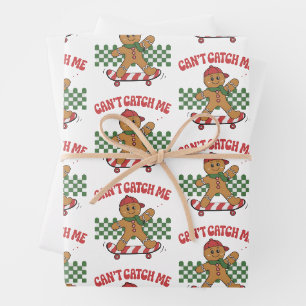 Can't Catch Me Christmas Gingerbread Xmas Wrapping Paper Sheets