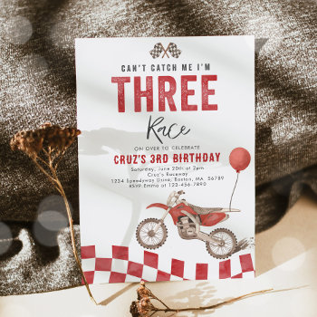 Can't Catch Me Dirt Bike Boy 3rd Birthday Party Invitation by PixelPerfectionParty at Zazzle
