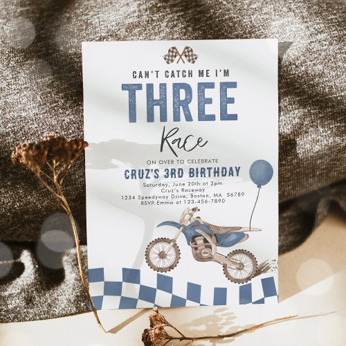 Cant Catch Me Dirt Bike Boy 3rd Birthday Party Invitation