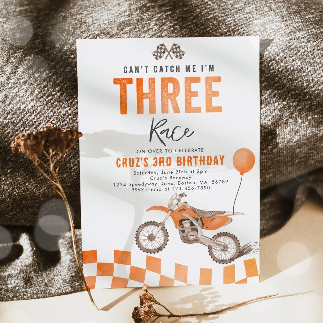 Can't Catch Me Dirt Bike Boy 3rd Birthday Party Invitation (Creator Uploaded)