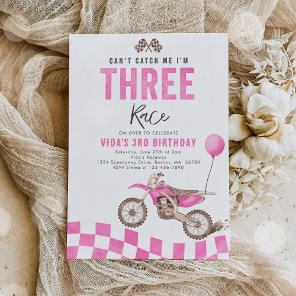 Can't Catch Me Dirt Bike Girl 3rd Birthday Party Invitation