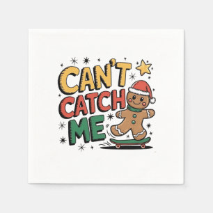 Can't Catch Me Gingerbread Skating Christmas Napkins