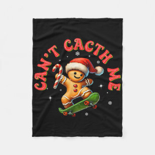 Can't Catch Me Groovy Christmas Gingerbread Man Bo Fleece Blanket