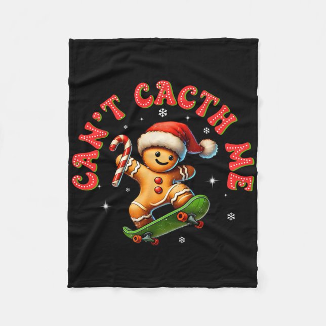 Can't Catch Me Groovy Christmas Gingerbread Man Bo Fleece Blanket (Front)
