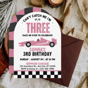 Can't Catch Me I'm Three Race Car 3rd Birthday Invitation