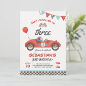  Can't Catch Me I'm Three Race Car 3rd Birthday Invitation (Standing Front)