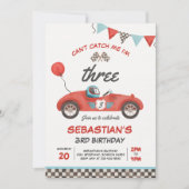  Can't Catch Me I'm Three Race Car 3rd Birthday Invitation (Front)