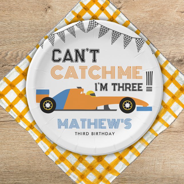 Can't Catch Me I'm Three Race Car 3rd Birthday  Paper Plates (Creator Uploaded)