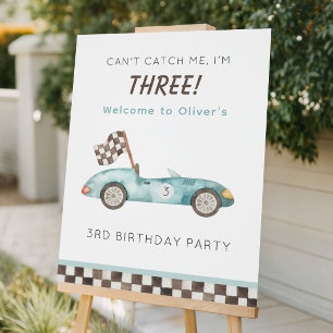 Can't Catch Me I'm Three Race Car Welcome Sign