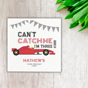 Can't Catch Me I'm Three Red Race Car 3 Birthday  Napkins