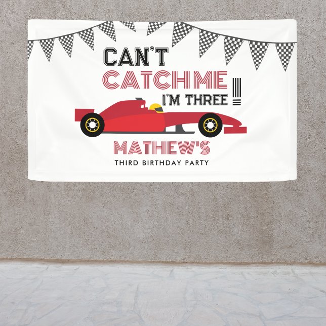 Can't Catch Me I'm Three Red Race Car Birthday  Banner (Creator Uploaded)