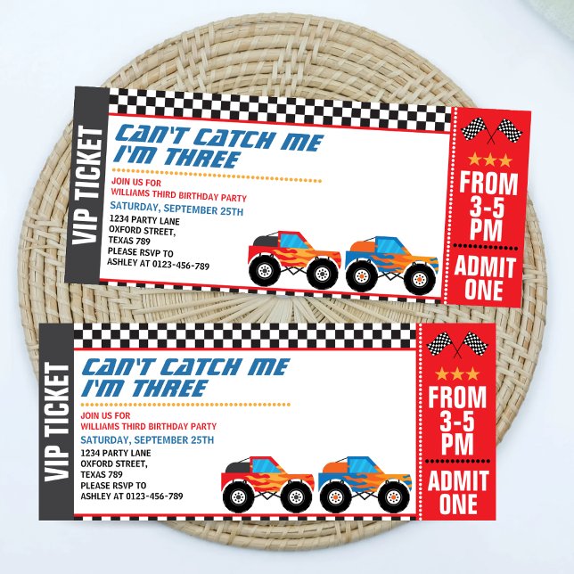 Can't Catch Me I'm Three Third Birthday Invitation (Creator Uploaded)