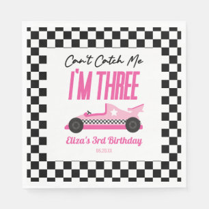 Can't Catch Me Pink Race Car 3rd Birthday Party Napkins