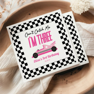 Can't Catch Me Pink Race Car 3rd Birthday Party Napkins