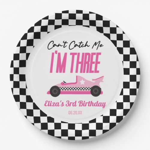 Cant Catch Me Pink Race Car 3rd Birthday Party Paper Plates