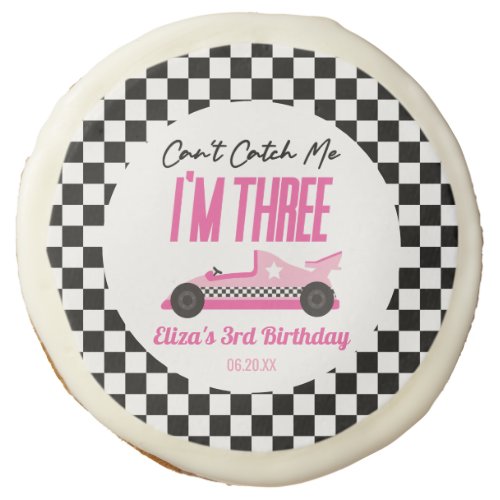 Cant Catch Me Pink Race Car 3rd Birthday Party Sugar Cookie