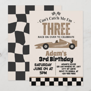 Can't Catch Me Race Car Boy 3rd Birthday Party Invitation