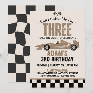 Can't Catch Me Race Car Boy 3rd Birthday Party Invitation
