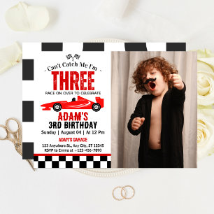 Can't Catch Me Race Car Boy 3rd Birthday Party Invitation