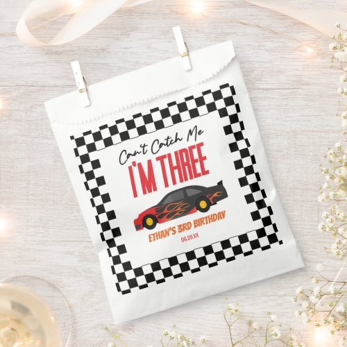 Cant Catch Me Red Race Car 3rd Birthday Party Favor Bag