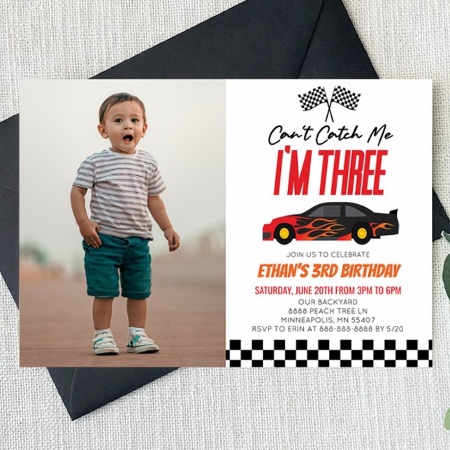 Can't Catch Me Red Race Car 3rd Birthday Party Invitation (Creator Uploaded)
