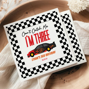 Can't Catch Me Red Race Car 3rd Birthday Party Napkins