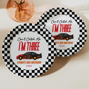 Can't Catch Me Red Race Car 3rd Birthday Party Paper Plates
