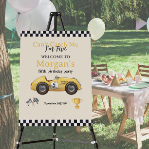 Can't Catch Me Yellow Race Car Kids Any Age Party Foam Board