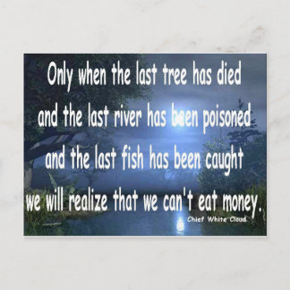 Can't eat money postcard