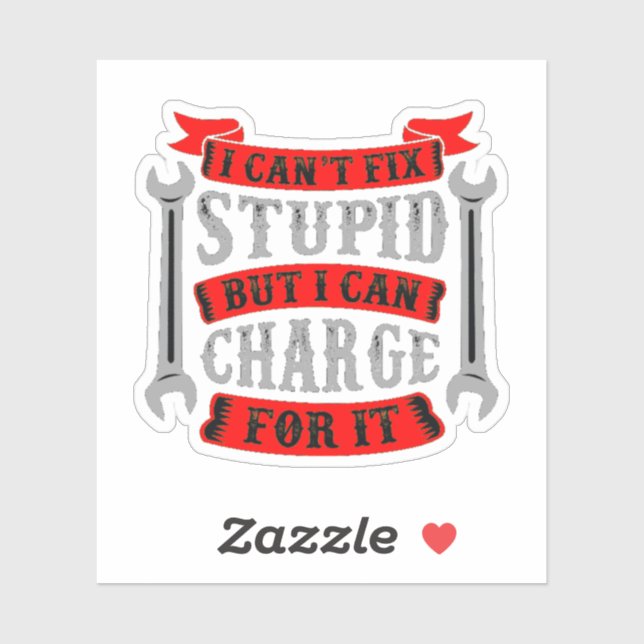 Can't Fix Stupid But Can Charge For It Sticker (Sheet)