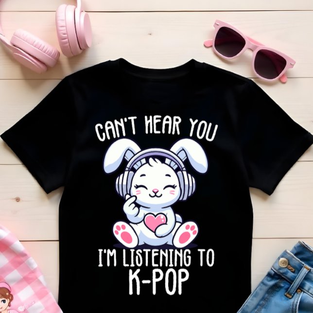 Can't Hear You I'm Listening K-pop Rabbit Finger T-Shirt (Creator Uploaded)