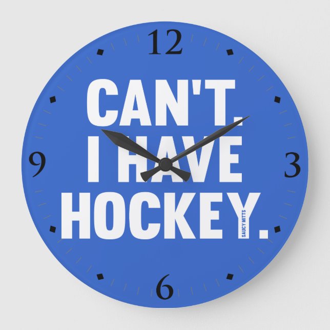Can't I Have Hockey Funny Excuse on Blue Man Cave Large Clock (Front)