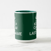 Can't Keep Calm Enter Your Last Name Green Big Mug (Center)