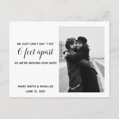 Cant say I DO 6 Feet Apart Save the Date Update Postcard