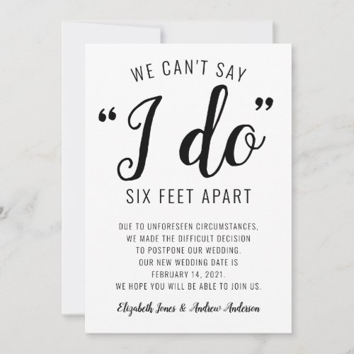 Cant Say I Do Six Feet Apart Change Date Wedding Announcement