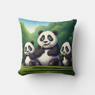 Can't Stop, Won't Stop: Pandas on Bamb Throw Pillow
