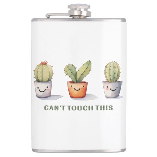 Cant Touch This _ Cactus Art Flask