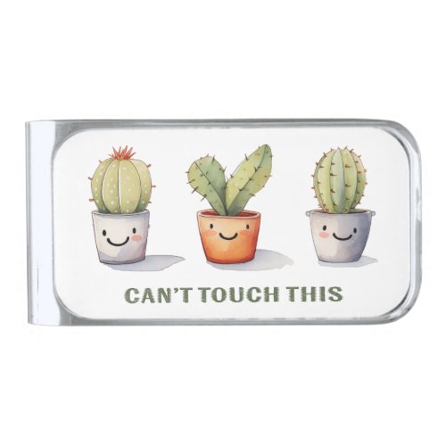 Cant Touch This _ Cactus Art Silver Finish Money Clip