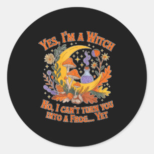 Can't turn into a frog witchcraft moon goth occult classic round sticker