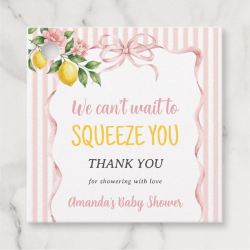 Can't Wait To Squeeze Floral Lemon Baby Shower Favor Tags