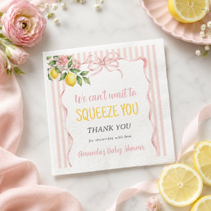 Can't Wait To Squeeze Floral Lemon Baby Shower Napkins