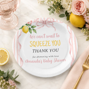 Can't Wait To Squeeze Floral Lemon Baby Shower Paper Plates