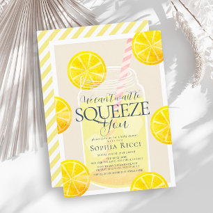 Can't Wait to Squeeze Mason Jar Beige Baby Shower Invitation