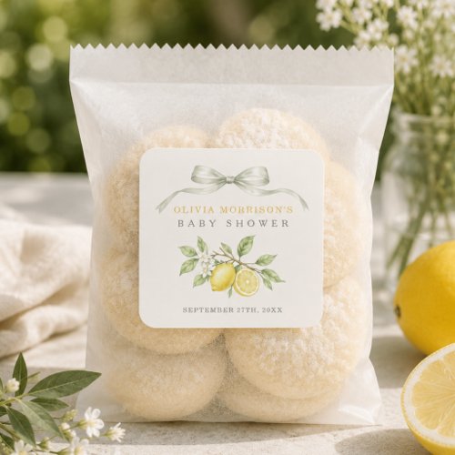 Can't Wait to Squeeze You Lemon Baby Shower Favor Square Sticker