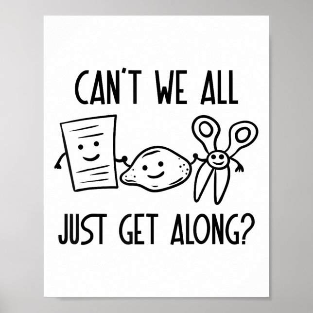 Can't We All Just Get Along Rock Paper Scissors Ga Poster (Front)