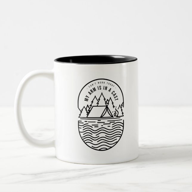 Can't Work Today My Arm Is In A Cast Two-Tone Coffee Mug (Left)