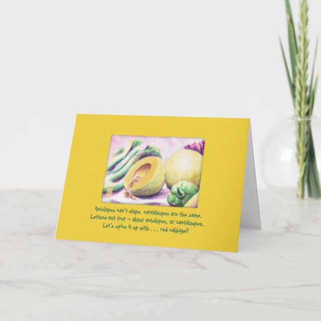 Cantalopes & Veggies Humorous Thinking of You Card (Front)