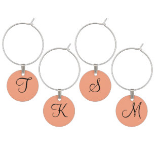 Cantaloupe Black Monogram Wine Charm